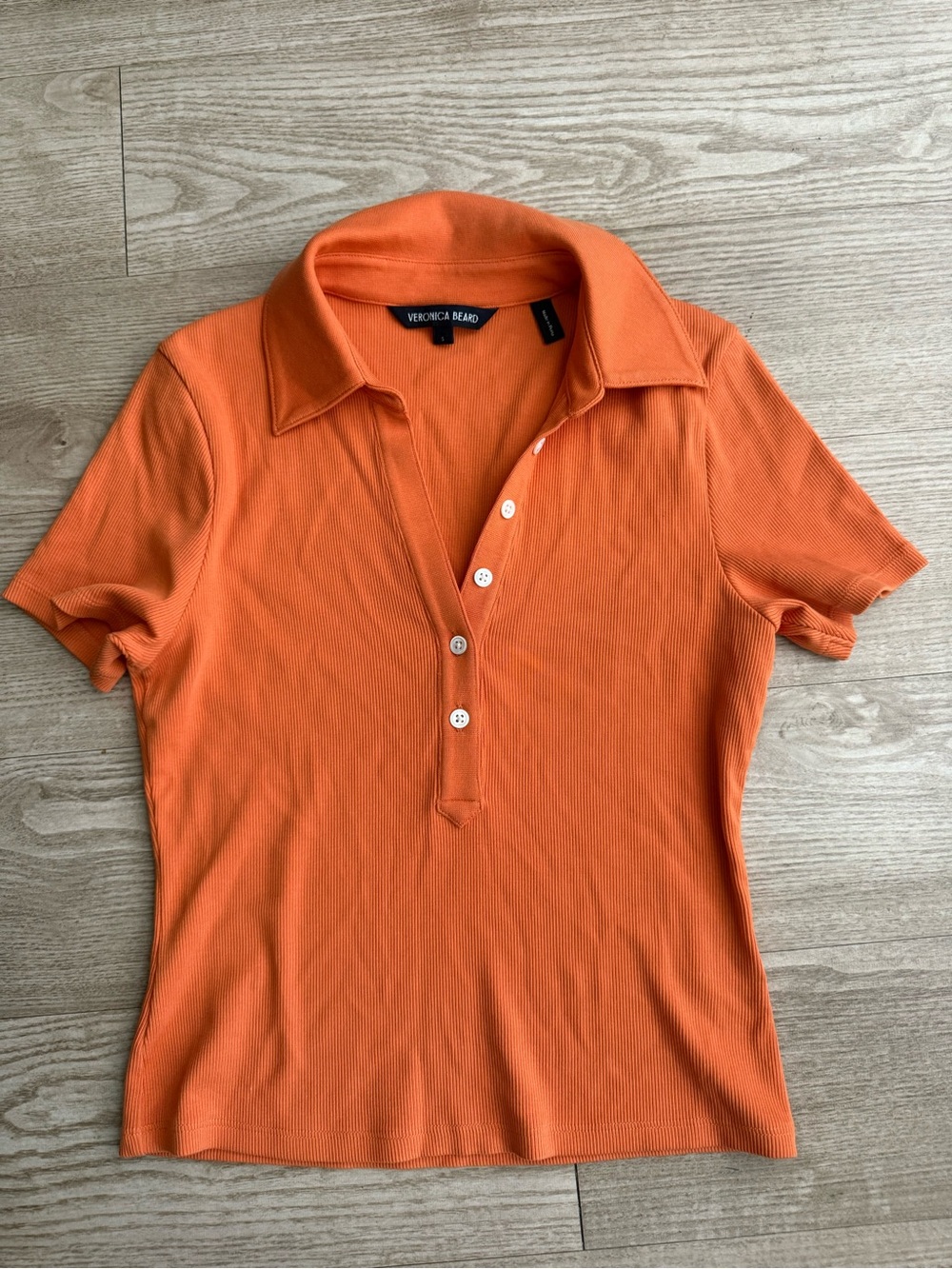 Veronica Beard Orange Polo Knit Top Small